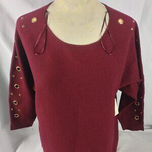 Cactus & Pearl Women's Maroon 3/4 Sleeve Pullover Heavyweight Top Size Small NWT